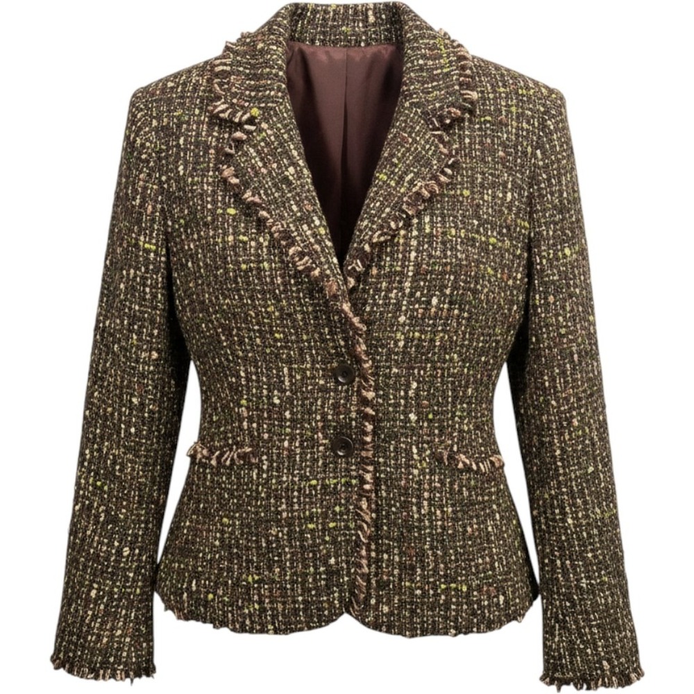 J. Jill Tweed Blazer Womens 14 Wool Blend Jacket Old Money Office Dark Academia